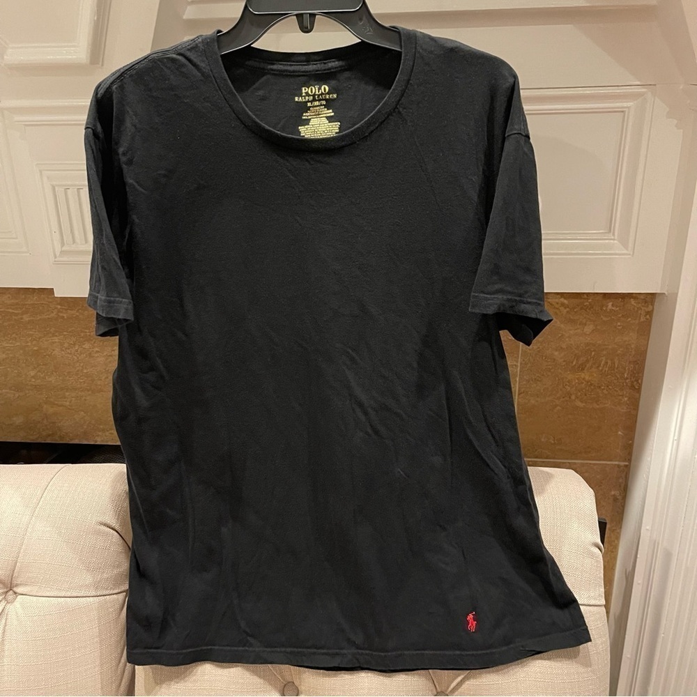 AX: Polo Ralph Lauren Solid Crew Tee Black Soft 100% Cotton Sz XL